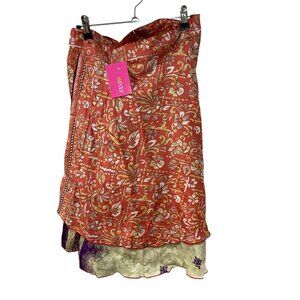 Asymmetrical Red and Cream Skirt